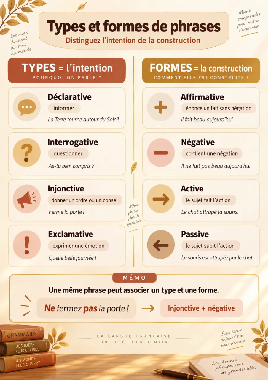 Types et formes de phrases : distinguez l’intention de la construction