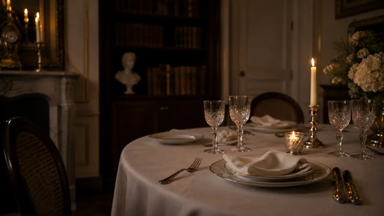Table élégamment dressée dans une atmosphère feutrée