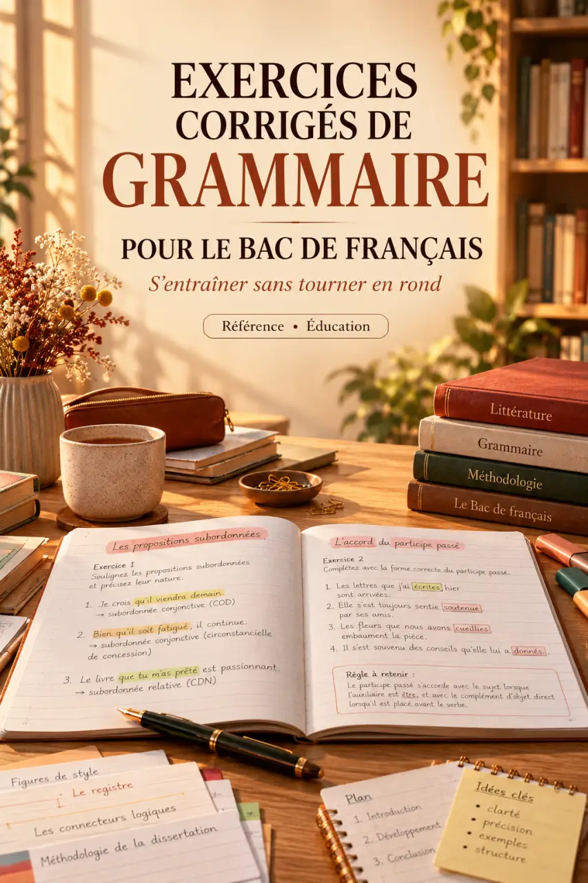 Exercices corrigés de grammaire pour le bac de français : s'entraîner sans tourner en rond