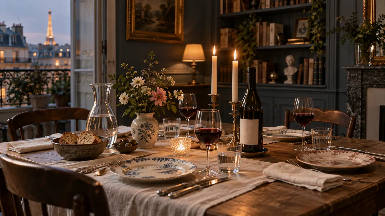 Table élégante préparée pour recevoir des invités avec raffinement
