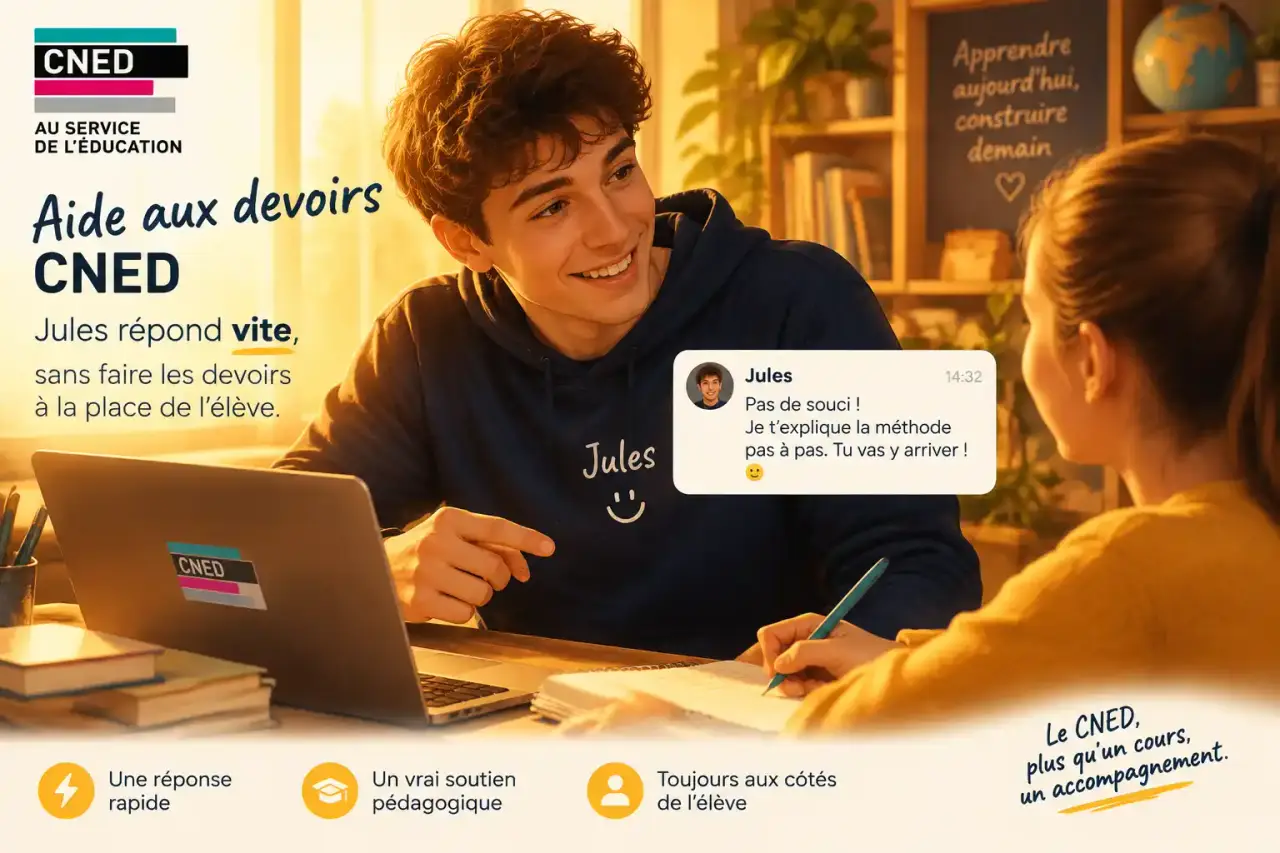 Aide aux devoirs CNED : Jules répond vite sans faire les devoirs à la place de l’élève