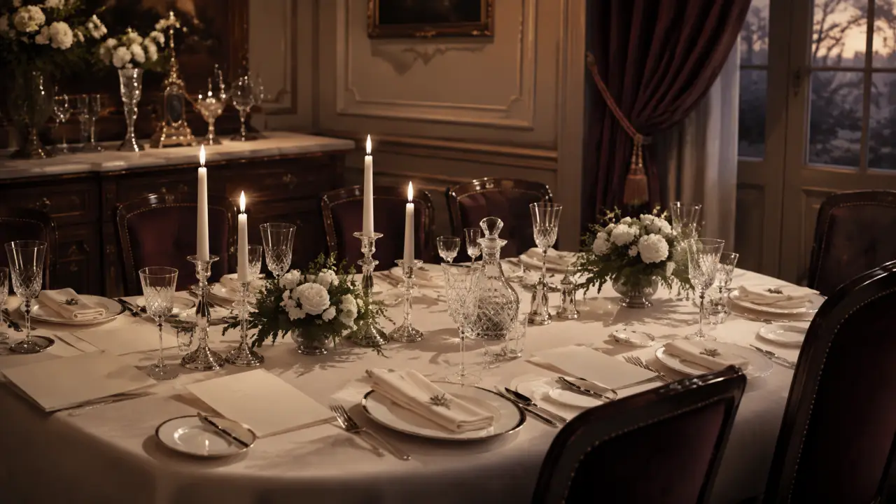 Table élégamment dressée pour un dîner mondain